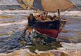 Beaching the Boat (study) by Joaquin Sorolla y Bastida